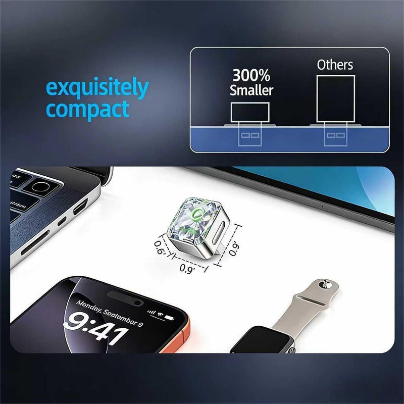Wireless Apple CarPlay Adapter, 5.8G Quad-Core Chip No Latency, Aerospace Silicone Cooling, Zn-Alloy & Diamond Panel, Plug & Play Wired to Wireless CarPlay Adapter