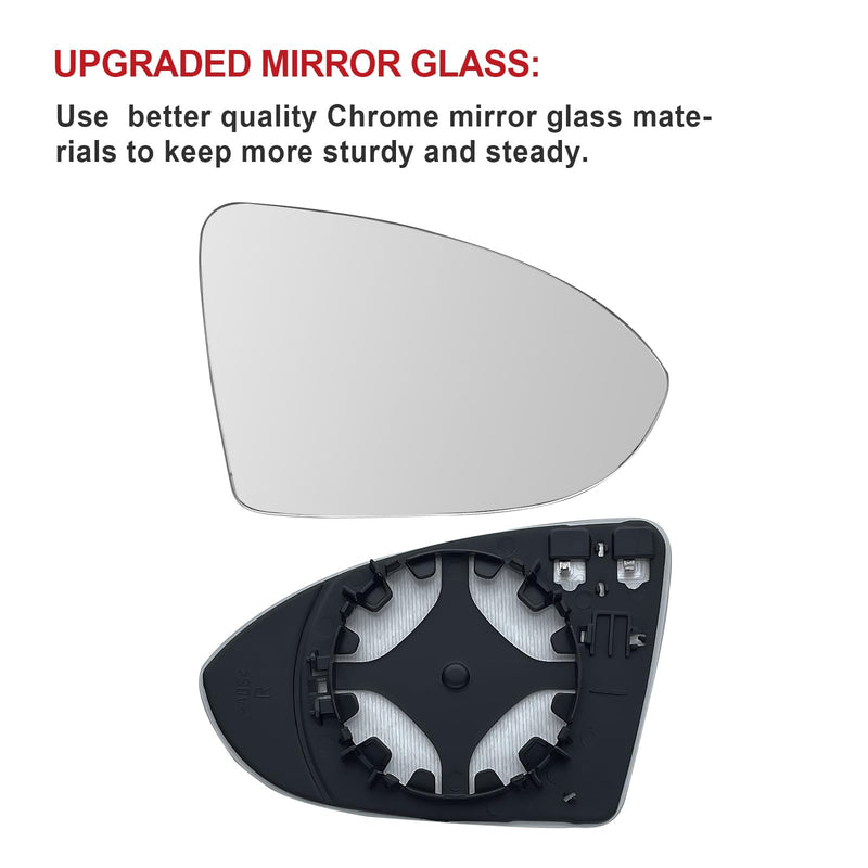 Passenger Side Heated Mirror Glass Compatible with Volkswagen VW Golf MK7, 2015-2021 Golf Golf GTI, 2015-2019 Golf R Golf SportWagen, 2017-2019 Golf Alltrack, 2019-2021 Jetta Mirror -With Rear Holder Right (Passenger Side)