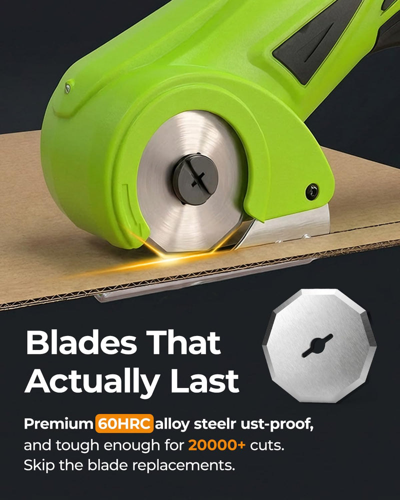 Foxrino Cordless Electric Cardboard Cutter & Power Scissors, 350RPM High-Torque Motor, 3 Alloy Steel Blades for Thick Cardboard - Heavy Duty Box Cutter, Practical Gift for Him Dad Father Day