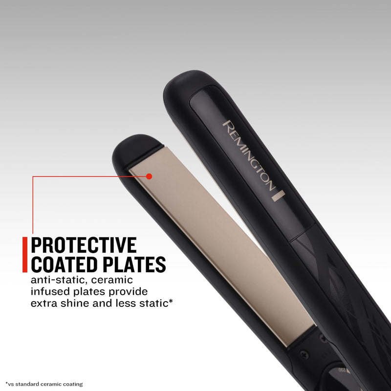 Remington Ceramic Hair Straightener - Slim longer length 110mm floating plates with Anti-static/Tourmaline Ionic coating for smooth glide, Fast 15 second heat up, Heat proof pouch, Up to 230°C, S3500 | Smooth Glide for Effortless Styling, Anti-Static T...