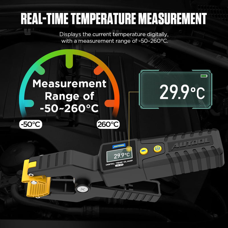 AUTOOL Digital Thermometer HVAC,Pipe Clamp Thermometer for Heating and Cooling Systems, Digital Temperature Clamp HVAC for in-Pipe Measurements, Waveform Display