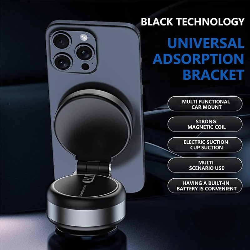 Electric Vacuum Magnetic Car Phone Mount,Vacuum Suction Car Phone Holder Hands-Free,Adjustable Foldable Magnetic Suction Cup Phone Mount,Strong Magnetic Car Mount for Smooth Surface(New-Black) New-Black