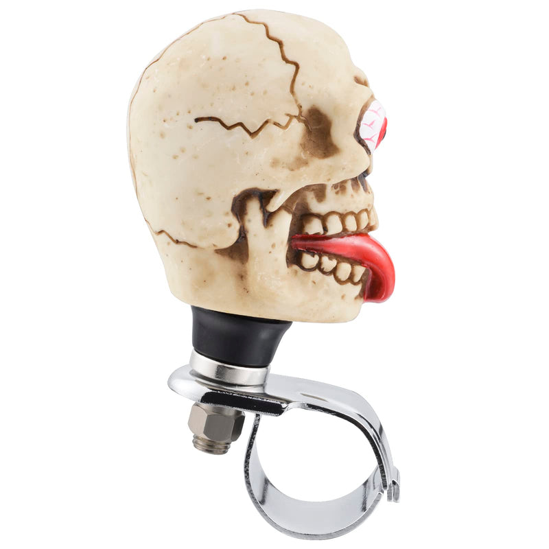 Arenbel Skeleton Head Steering Wheel Spinner Knob Car Turning Suicide Booster Assist Grip Handle Fit Most Vehicles, Beige