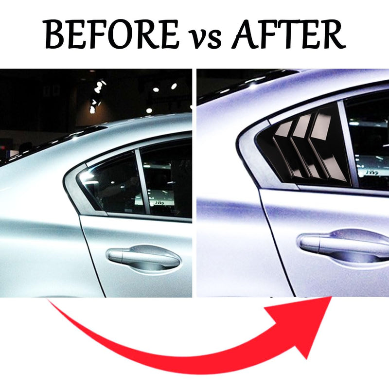 2-pcs for Honda Civic 9th Sedan 2012 2013 2014 2015 Accessories Sporty Car Auto Exterior Shutters decoration Rear Side Window Louvers Air Vent Scoop Shades Cover Trim Blinds,Glossy Black Glossy Black