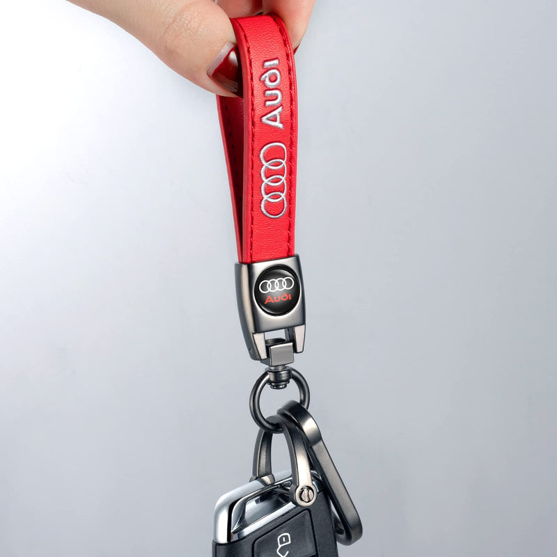 TACOMA Genuine Leather Car Keychain for Key Chain for Men and Women Family Present Key Ring Accessories(Black) Red