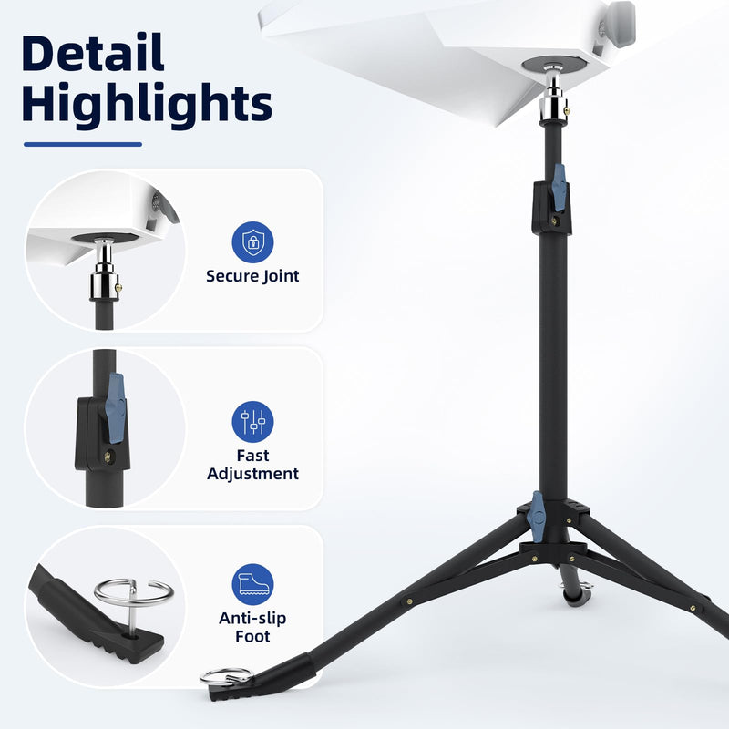 XTAR X6 Foldable Stand for Starlink Mini, Sturdy Desktop Base with 1/4" Tripod Mount, Includes MT21 Tripod & Anchoring Spikes/Boots, All-in-One Positioning System for Outdoor Camping/RV