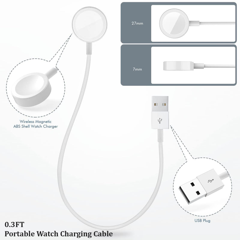 Charging for Apple Watch Charger,1FT/0.3M Short Portable iWatch Charge Cord | 2PACK USB A to Magnetic Wireless Charging iWatch Cable Cord Compatible with i Watch Series 11/10/SE2/9/8/7/6/5/4/3,Ultra 2/1