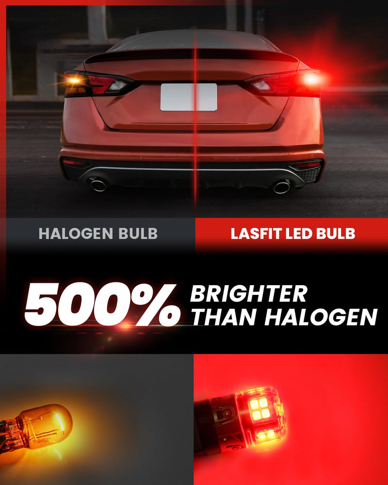 LASFIT L2 7440 7443 LED Bulbs Red Brake Light Bulb Tail Lights, Super Bright T20 7441 7444 W21W Bulb Replacement for Taillights Stop Lights, only for Standard Socket, 2pcs