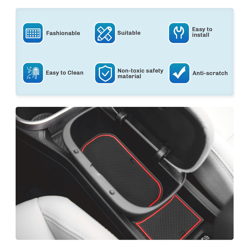 SXCY for 2025 2026 Mini Cooper Accessories [4-Door F65] Cup Holder Inserts Liner 2025 2026 Cooper Door Slot Mats for Mini Cooper Accessories 2026 Cooper Console Liners Anti-Dust Waterproof Mat (Red) 2025 2026 Cooper 4-door F65 (Red)