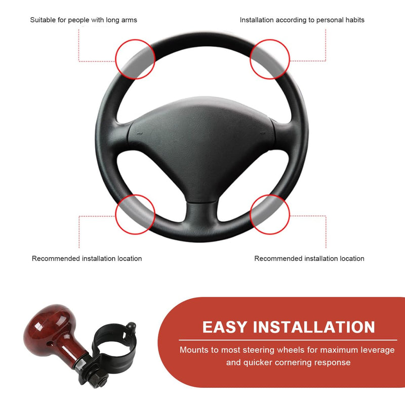 Woodgrain Steering Wheel Spinner Knob, Smooth Turning Assist Grip Ball Driving Power Handle Spinner, Universal Steering Wheel Knob for Car Semi Truck Tractor Boat