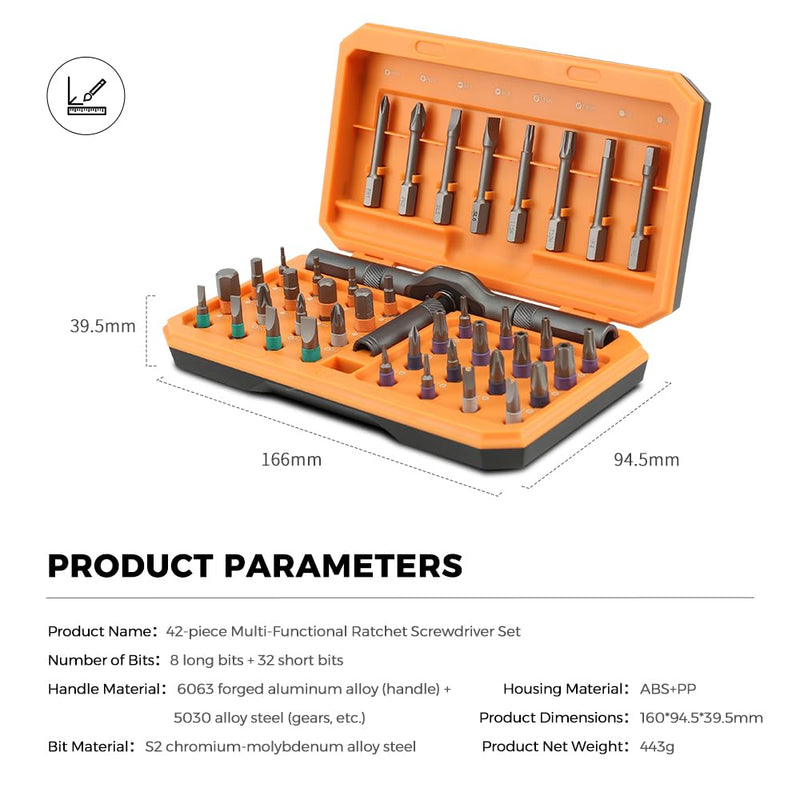 42 in 1 Magnetic Screwdriver Set Precision Screwdriver Mini Removable self-assembly Magnetic DIY Precision Tool kit for Computer, Mobile Phone, Laptop, Game Console, Watch, Camera, Eyeglasses Orange