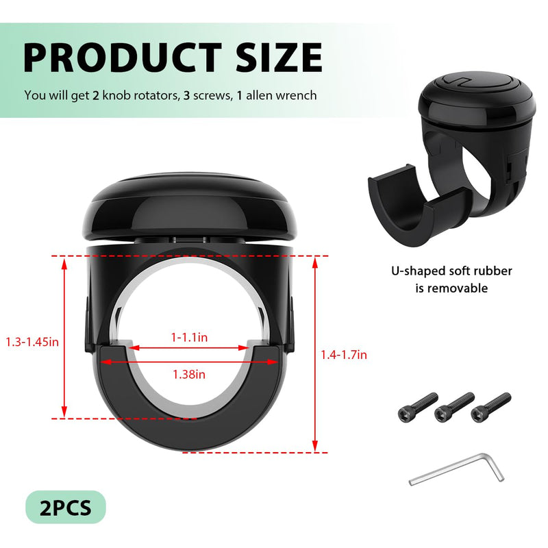 2PCS Steering Wheel Spinner Knobs, 360 Degrees Rotation Vehicle Power Handle Knob with Metal Bearings, Premium Slicone Finish Steering Wheel Spinners Ball for Car Truck SUV