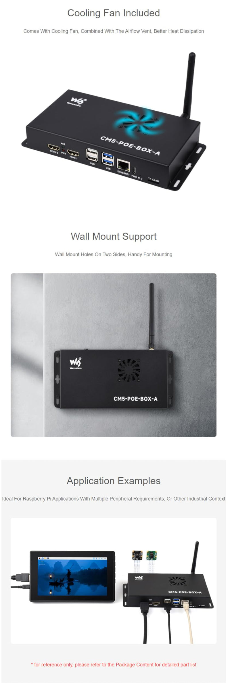 Fits Raspberry Pi Compute Module 5 IO Board with PoE Feature, M.2 NVMe SSD Support, GPIO Header,Ethernet, USB, HDMI, and TF Slot for All CM5 Variants