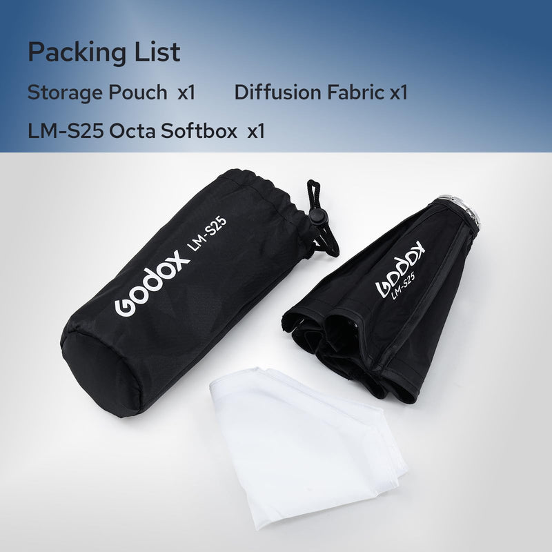 Godox LM-S25 Octa Softbox for Godox Lux Master Retro Camera Flash, Portable Softbox Diffuser with Carry Bag, Producing Soft Natural Light