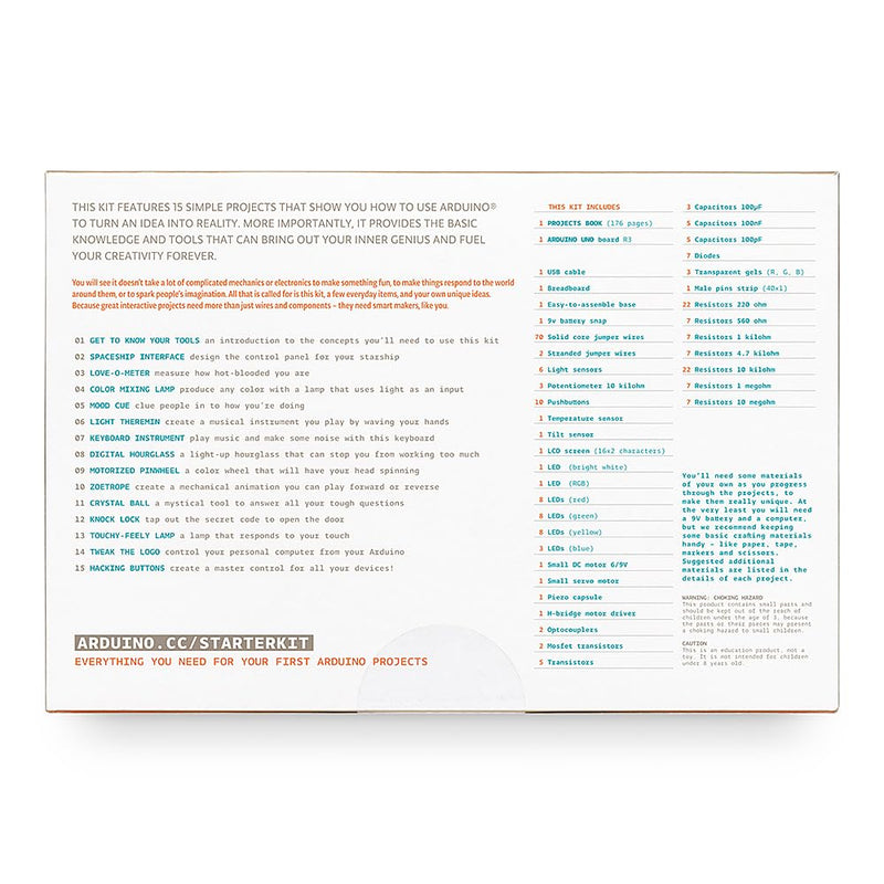 Official Arduino Starter Kit [K000007] – 12 DIY Projects with Electronic Components & English Projects Book – Original Kit from Italy