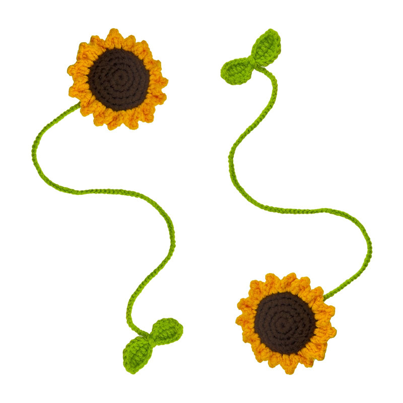 2 Pieces Handmade Sunflower Car Accessories Sunflower Pendants Car Mirror Hanging Accessories