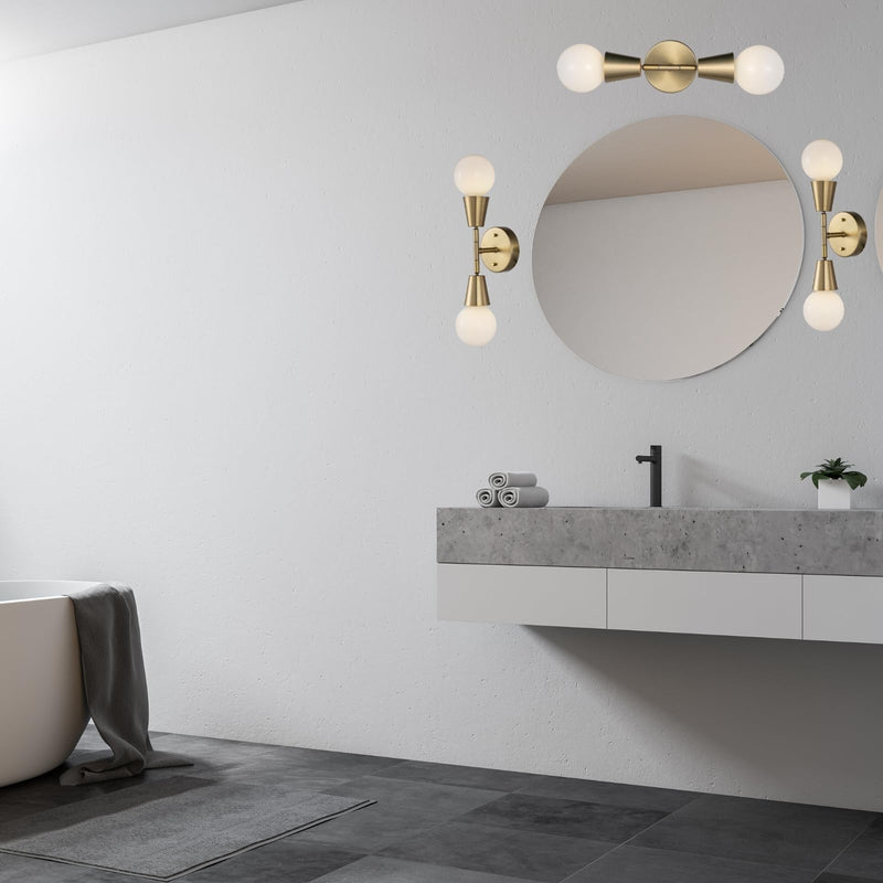 2-Light Modern Track Lighting Kit,Matte Brass Pivot Light Head, Flush Mount Adjustable Ceiling Light Spotlights for Bedroom,Living Room,Dining Room, Hallway,E26 Bulb Not Included