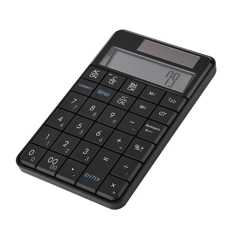 MC-56AG 2 in 1 Numeric Keypad & Calculator, 29 Keys Mini 2.4G USB Calculator with LCD Display, Switch by Pressing PCCal, Ideal for Office, Black