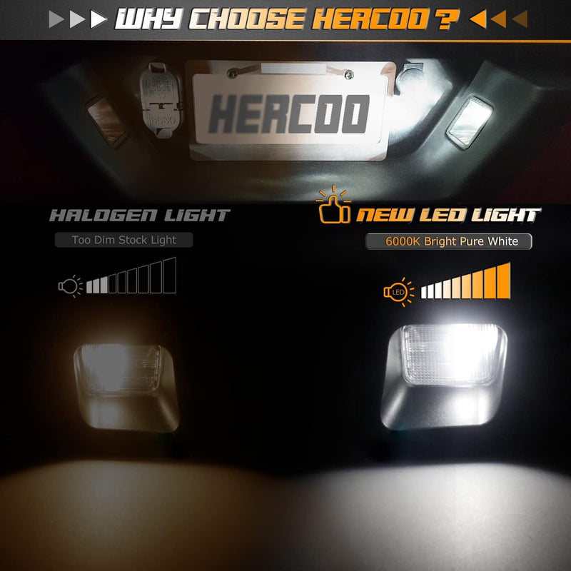 HERCOO LED License Plate Light Lens Rear Lamp Socket Black Cover Housing Clip Retainer Compatible with 2003-2018 Dodge Ram 1500 2500 3500 Pickup Truck Rear Step Bumper Aftermarket Repalcement Black lens+ White LED bulbs+Socket