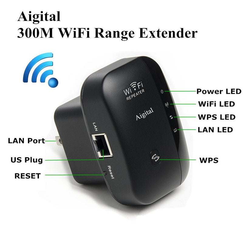 Wifi Range Extender 300Mbps Wireless Repeater Super Signal Booster 2.4GHz Amplifier With Repeater/Access Point Mode | One-Button Setup | WPS Button | Built-in Antenna | LAN Port Comply with Any Router