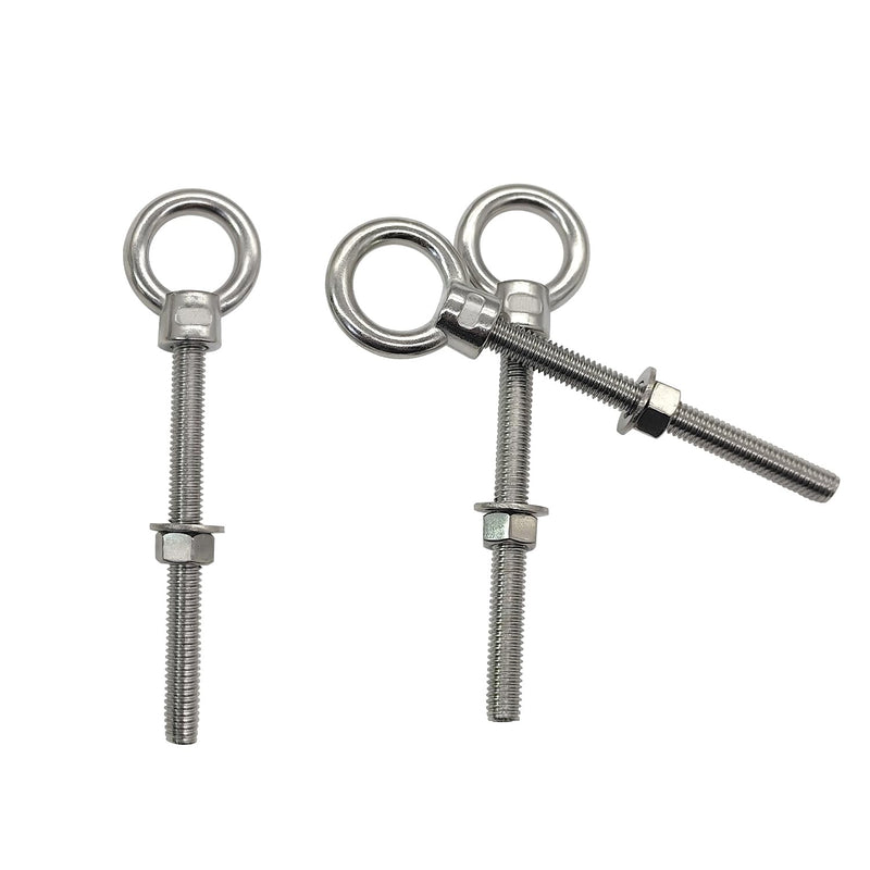 1/2" x 6" Eye Bolts, Marine Grade Heavy Duty 304 Stainless Steel Threaded Shoulder Eyebolts with Washers＆Nuts (5 Pack) 1/2" x 6" 5