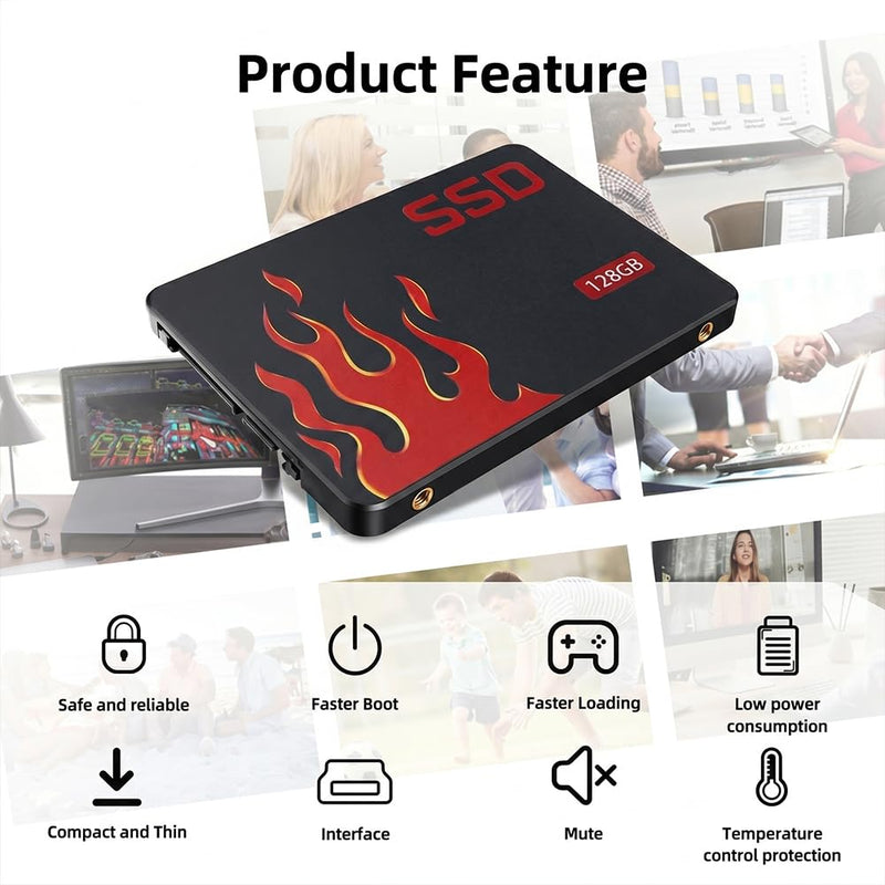 128GB SSD Internal Solid State Drive 2.5" SSD SATA III 6Gb/s, 550MB/s Read Speed 3D TLC NAND for Laptop and PC Desktop Performance Boost (Style I)