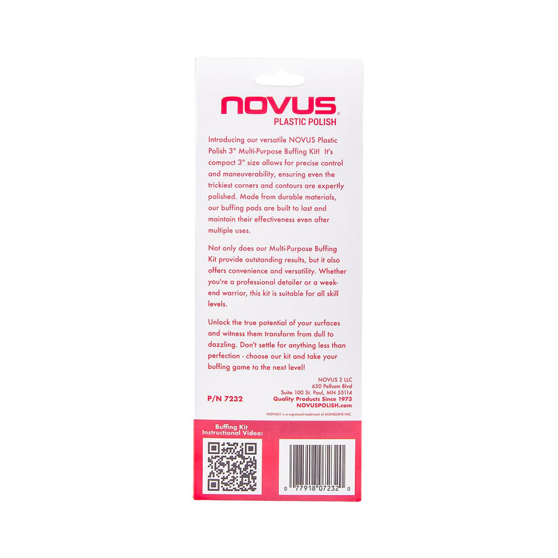 NOVUS 7232 | Multi-Purpose Buffing Kit | Contains 100% Wool Buffing Pad, Soft Foam Buffing Pad, Backing Pad for Drill, Microfiber Cloth Buffing Kit 2