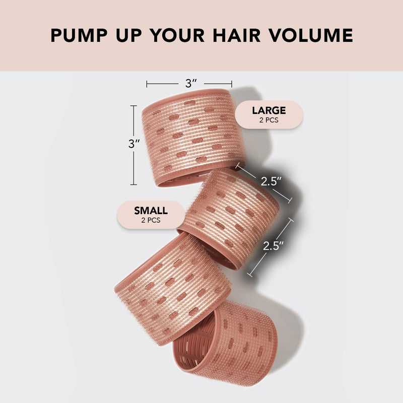 Kitsch XL Ceramic Thermal Rollers 4pcs - Terracotta | Self-Grip Hair Rollers for Blowout for Long, Medium & Short Hair, Large Hair Rollers for Volume & Curls 4 count (Pack of 1)