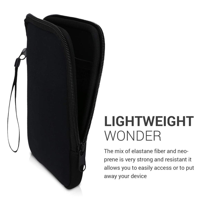 kwmobile Neoprene e-Reader Pouch Size 6" eReader - Universal eBook Sleeve Case with Zipper - Black