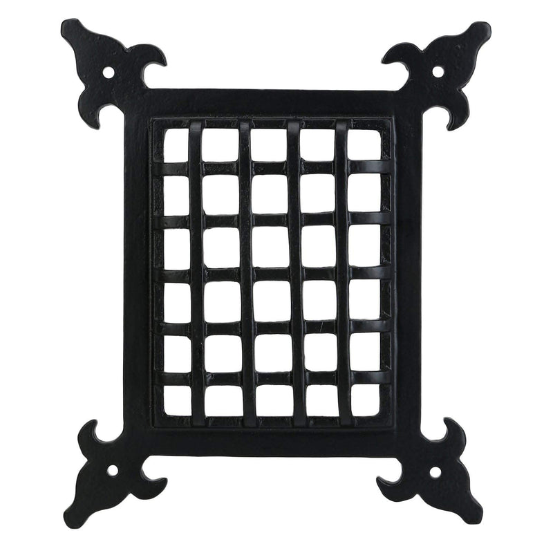 Perilla Home Cast Iron Safety Speakeasy Classic Style Black Grill & Girlle with Viewing Door Set Accent Door Gate Interior Privacy