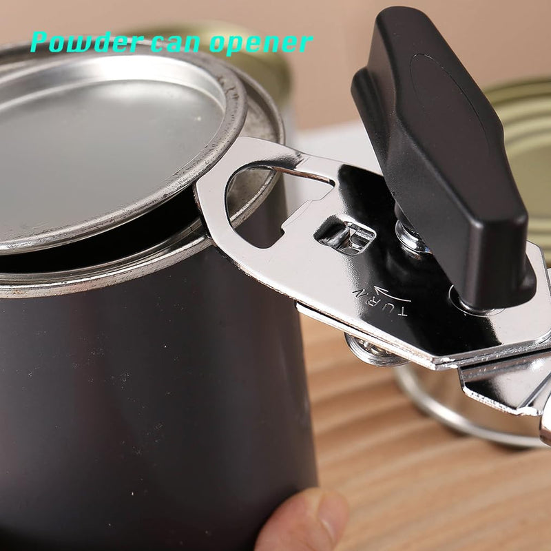 2025 Upgrade 3-in-1 Manual Can Opener with Bottle Opener & Milk Powder Opener, Effortless Operation, Soft Grip Handles, Easy to Turn, Heavy Duty Can Openers for Seniors - Remove Lid with Magnet, Black