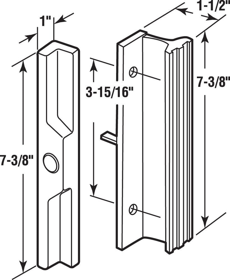 Prime-Line C 1111 3-15/16 In. White Diecast Mortise Sliding Patio Handle