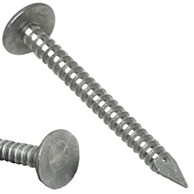 (500) 1.25”-RING SHANK ALUMINUM - ROOFING SIDING NAILS - Vinyl & Aluminum Siding & Facia Trim Nail – Aluminum metal secure holding Ring Shank nail – 1.25 in 500-Pack