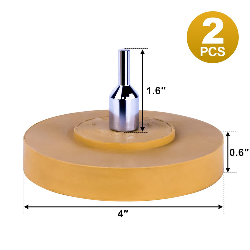 2 Pack Eraser Wheel Decal Remover Eraser Wheel Adhesive Remover with Adapter 4 Inch Rubber Eraser Wheel for Drill Removes Car Decal Vinyl Tape Graphics Pinstripe Sticker Remover 2 PCS 4" Solid