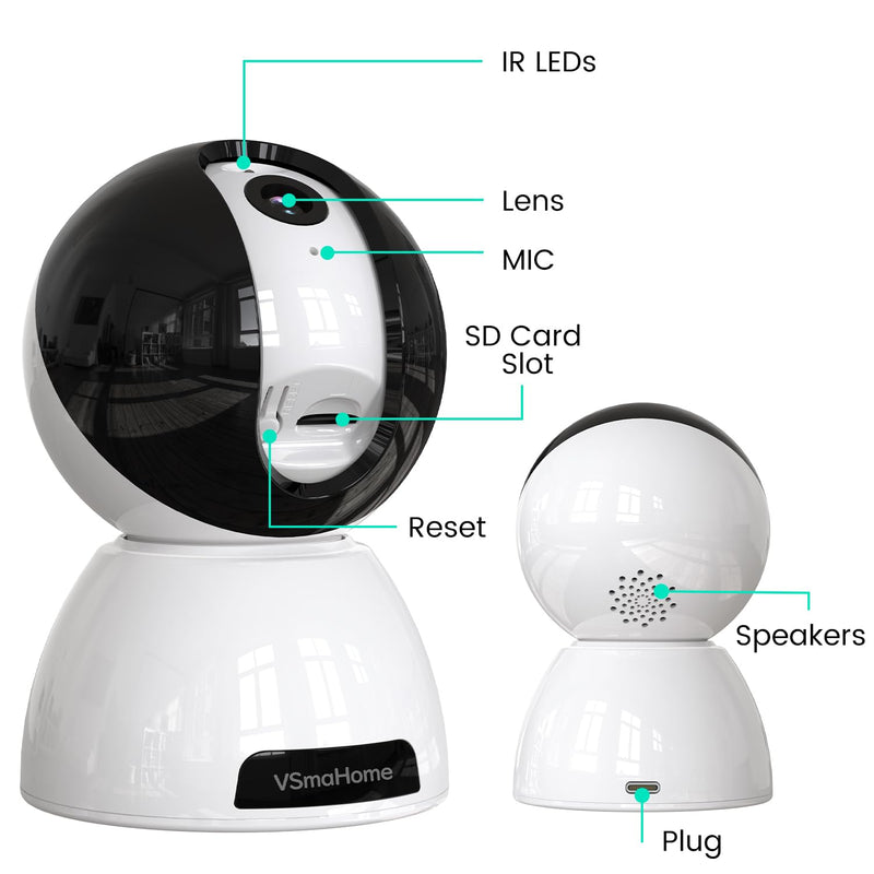 2K Security Camera Indoor,House Cameras with Audio and Video,Plug in Surveillance Cameras for Home Security,8X Zoom,IR Night Vision,Sound/Motion Detection,2-Way Talk,Supports Alexa 2K/3MP