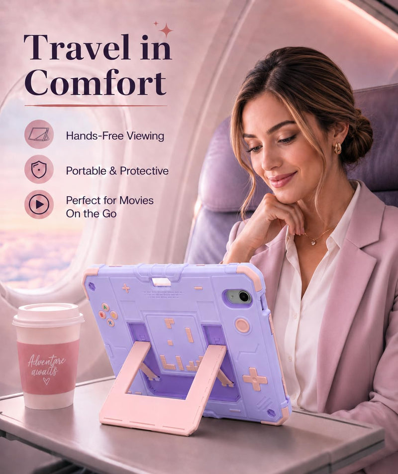 Compatible with iPad (A16) 11th Generation Case 11 Inch 2025, for iPad 10th Generation 10.9 Inch 2022, Silicone Fully-Body Rugged Heavy Duty Shockproof Protective Case with Pencil Holder (Pink/Purple) Pink/Purple