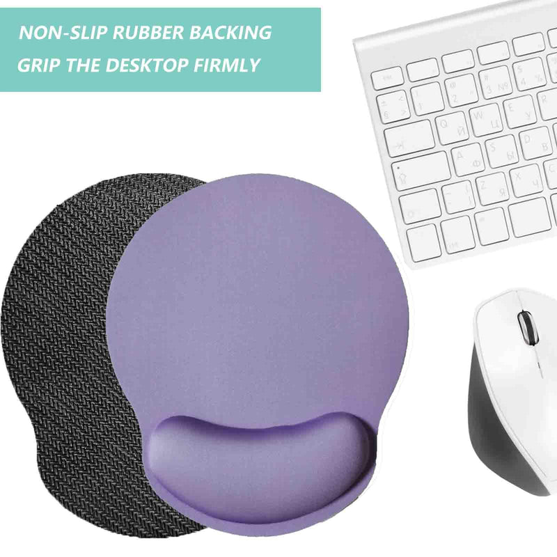 Mouse Pad with Wrist Support, Ergonomic Mouse Pad with Memory Foam Wrist Rest Cushion, Non-slip Rubber Base Gaming Mice Pad for Home Office Computer Laptop, Purple