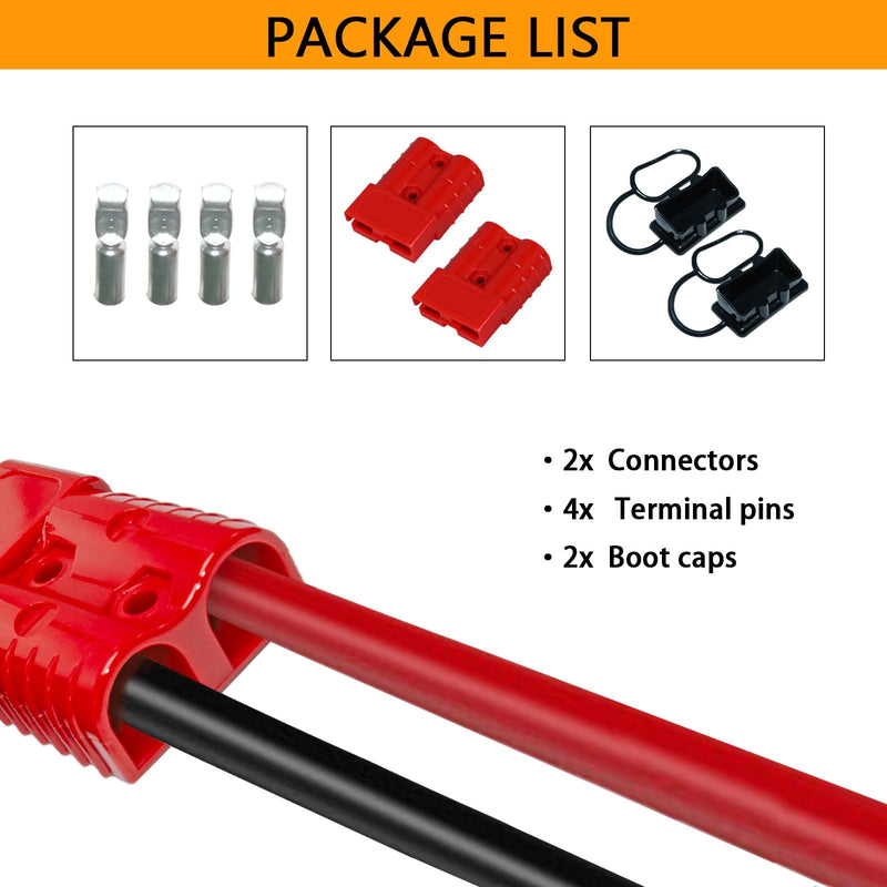 Anderson Connector 4 Pcs, 50 Amp 12-36v Batteries Quick Connect/Disconnect Plug Kit, Connectors for 6 to 12 Gauge Cables, for Car Bike ATV Winches Lifts Motors More,SB50 Red 50Amp-4Pcs red