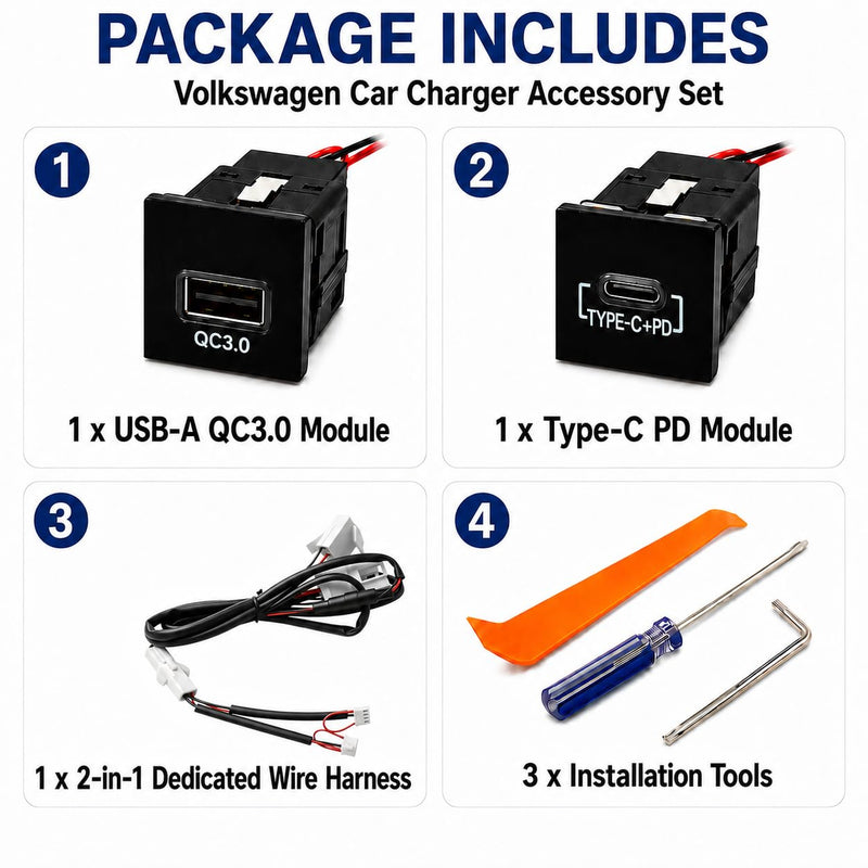 VW Jetta MK6 Golf MK5 MK6 Accessories, 72W Fast Car Charger with Red LED | For Jetta MK6 2010-2014 Golf GTI MK5 MK6 2006-2013 36W PD + 36W QC3.0 Keeps phone & GPS fast-charging, Driving with red light