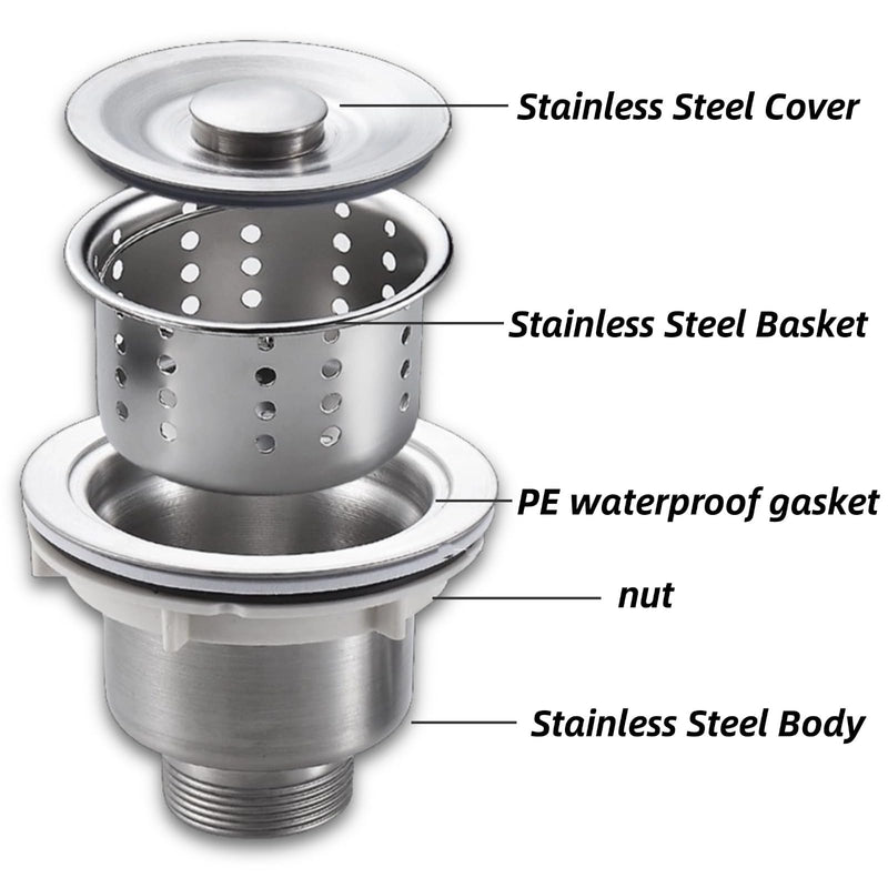 Drain Plug Basket Strainer Stainless Steel Sink Plug Kit, Hair Salon Shampoo Basin Drain Plug kit, Fast Drainage Sink Plug with Hair Catcher Accessories for Shampoo Bed, kitchen, Sturdy and Durable