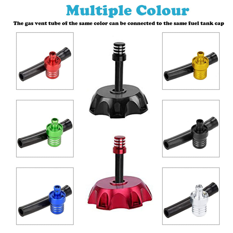 2PCS Gas Fuel Cap Air Vent Hose Universal CNC Tank Valve Vent Tube with Chekc Ball Aluminum Breather for 50cc 110cc 70cc 125cc ATV Motorcycle Dirt Pit Quad Bike Motocross Black