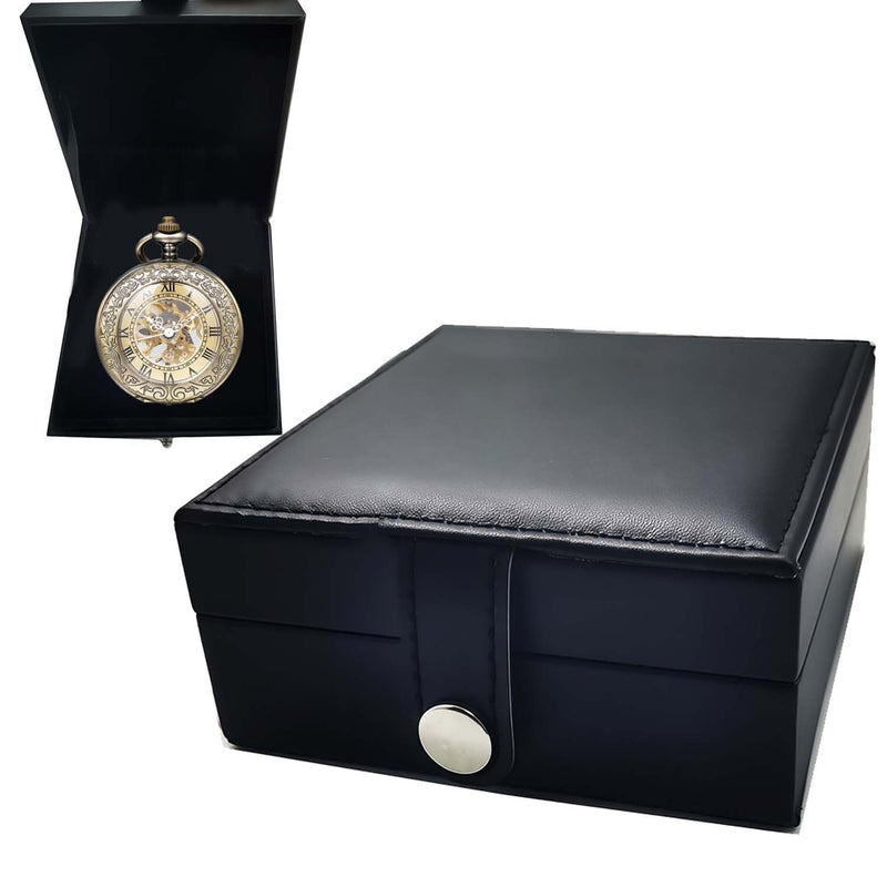 Mechanical Pocket Watch, for Men Women Special Magnifier Half Hunter + Box for Pocket Watches Portable Single Pocket Watch Case