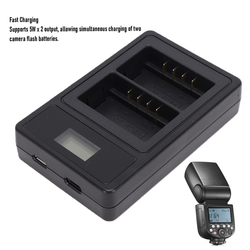 Bewinner Camera Flash Dual Battery Fast Charger 5Wx2 Smart Display, Charger Fit for VB26 VB26B VB30 V860III V1 V850III Flash Battery, Fast with Intelligent LCD Screen for