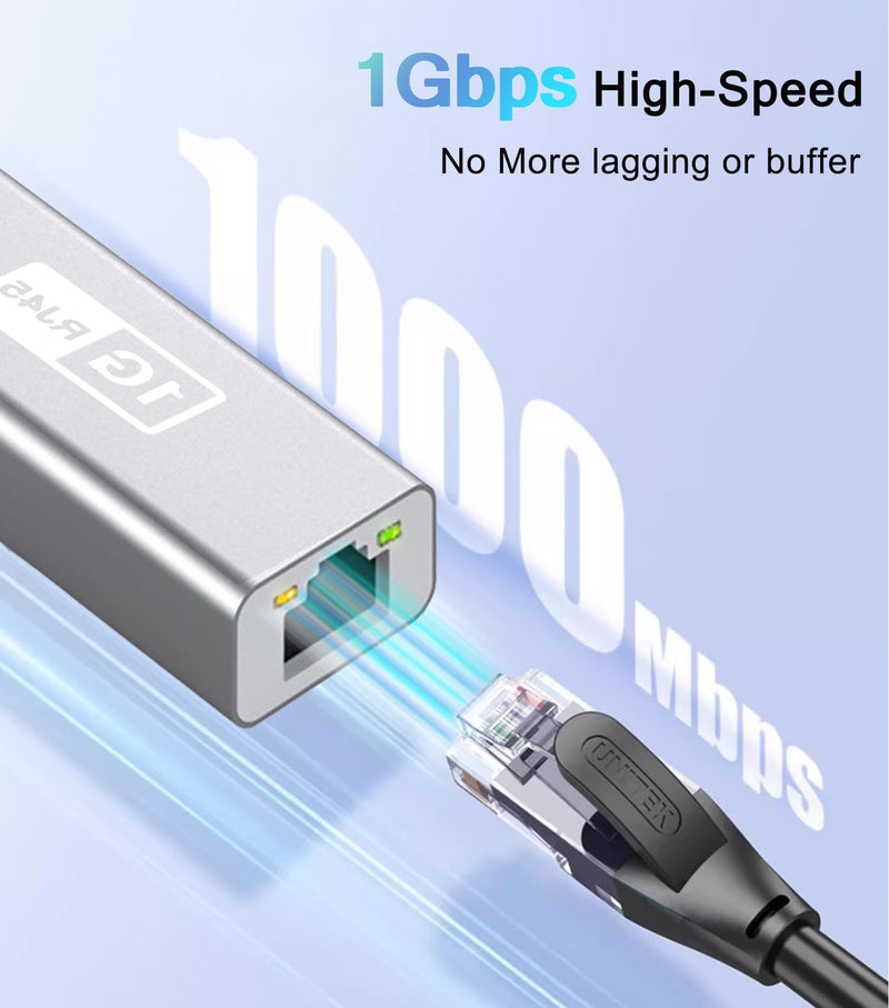 USB to Ethernet Adapter for Nintendo Switch, Laptop, PC, USB to RJ45 Gigabit LAN Network Converter, Switch Ethernet Adapter Wired Internet LAN Supports 10/100/1000Mbps (No Driver Required)
