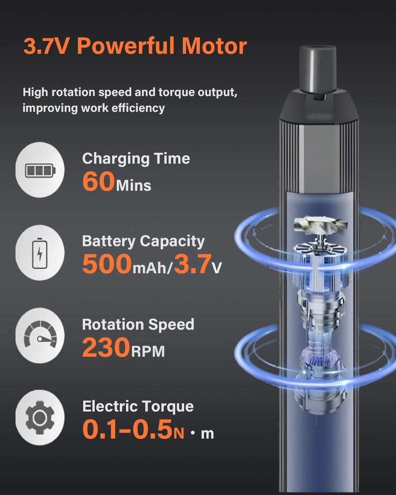 3.7v Mini Electric Screwdriver Set, Precision Screwdriver Set with 5 Torque Settings, LED Light, Magnetic Storage, Magnetizer, Repair Tool Kit for Electronics Phone Camera Laptop Watch