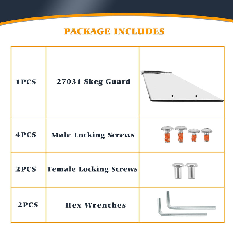 27031 Skeg Guard Protector Kit with Drain Hole Stainless Steel Compatible with Mercury MerCruiser Alpha One Generation 2 1991-Present