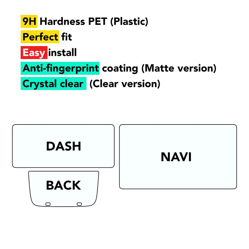  [AUSTRALIA] - Screen Protectors for Rivian R1T & Rivian R1S (All 3) 9H Tough Navigation Display Protection for the GPS & Infotainment Touch System 2021-2025 Rivian Accessories (Matte) Matte