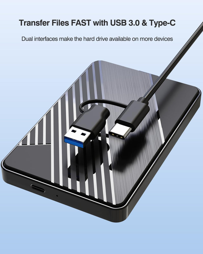 500G External Hard Drive,USB 3.0 and USB-C Storage Expansion Mobile HDD | Portable Slim Extended Storage for PC, Mac, Laptop, PS4, Xbox one, Phone 500G
