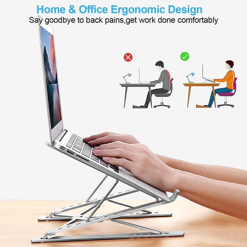 Laptop Stand, Adjustable Portable Laptop Holder,Aluminum Alloy Desktop Mount Compatible with 10-15.6 Inch MacBook PC-Notebook Tablet Thinkpad (Light Silver) LIGHT SILVER