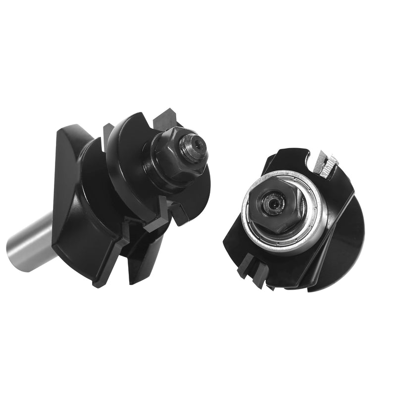 2pcs V-Joint Tongue & Groove Bit Set 1/2 Shank, Carbide Tip, Cabinet Door Rail and Stile Bevel Shaker Cutters, for Woodworking Making Door & Windows Frame 1/2 Shank-A